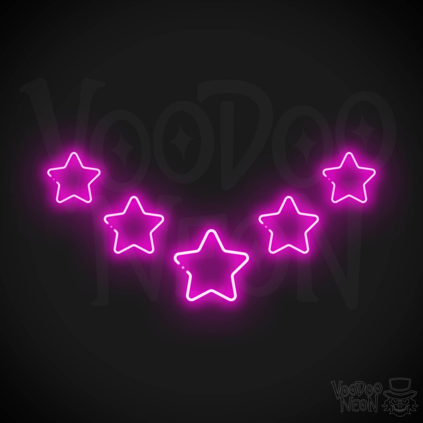 Neon Stars - Stars Neon Sign - Stars LED Neon Wall Art - Color Pink