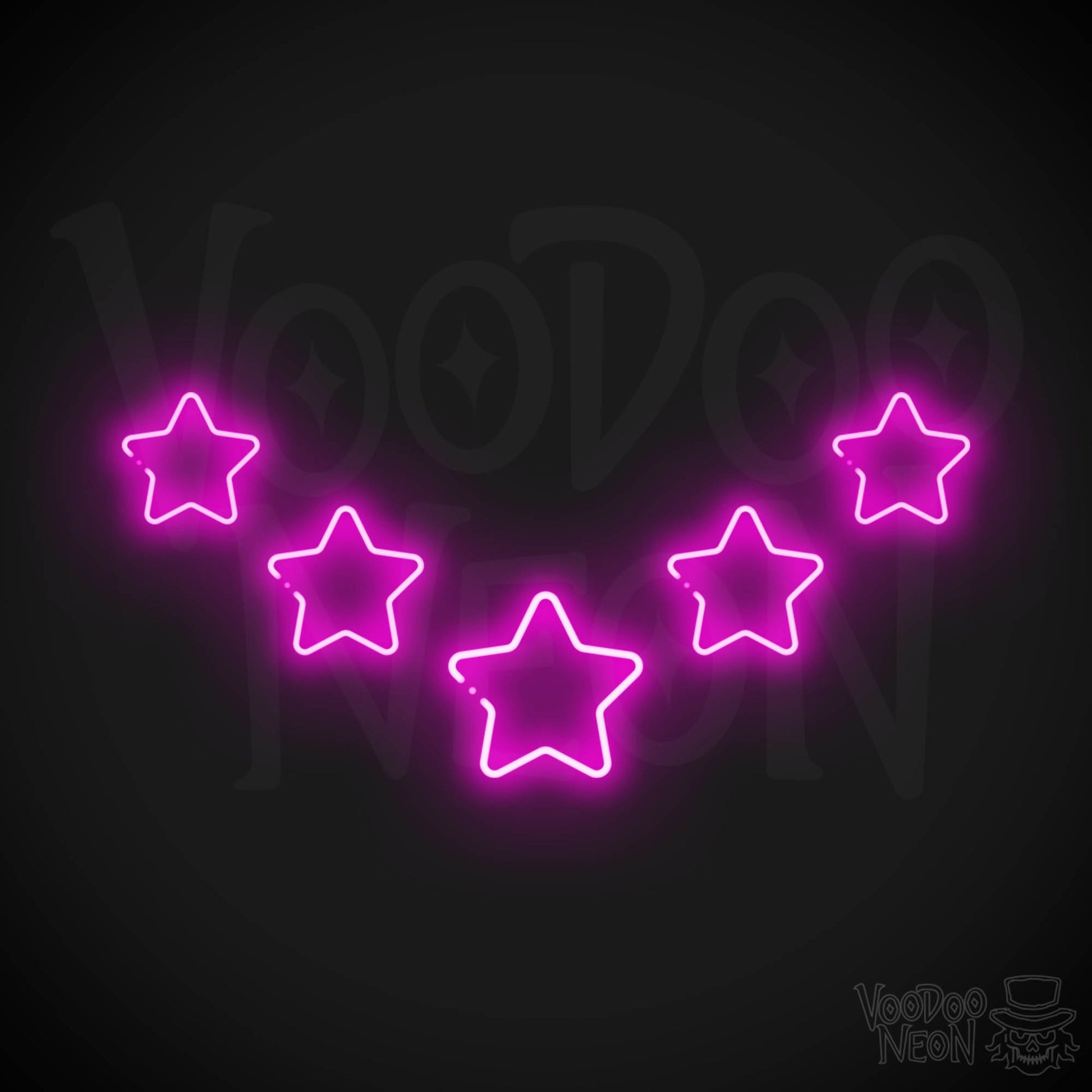 Neon Stars - Stars Neon Sign - Stars LED Neon Wall Art - Color Pink