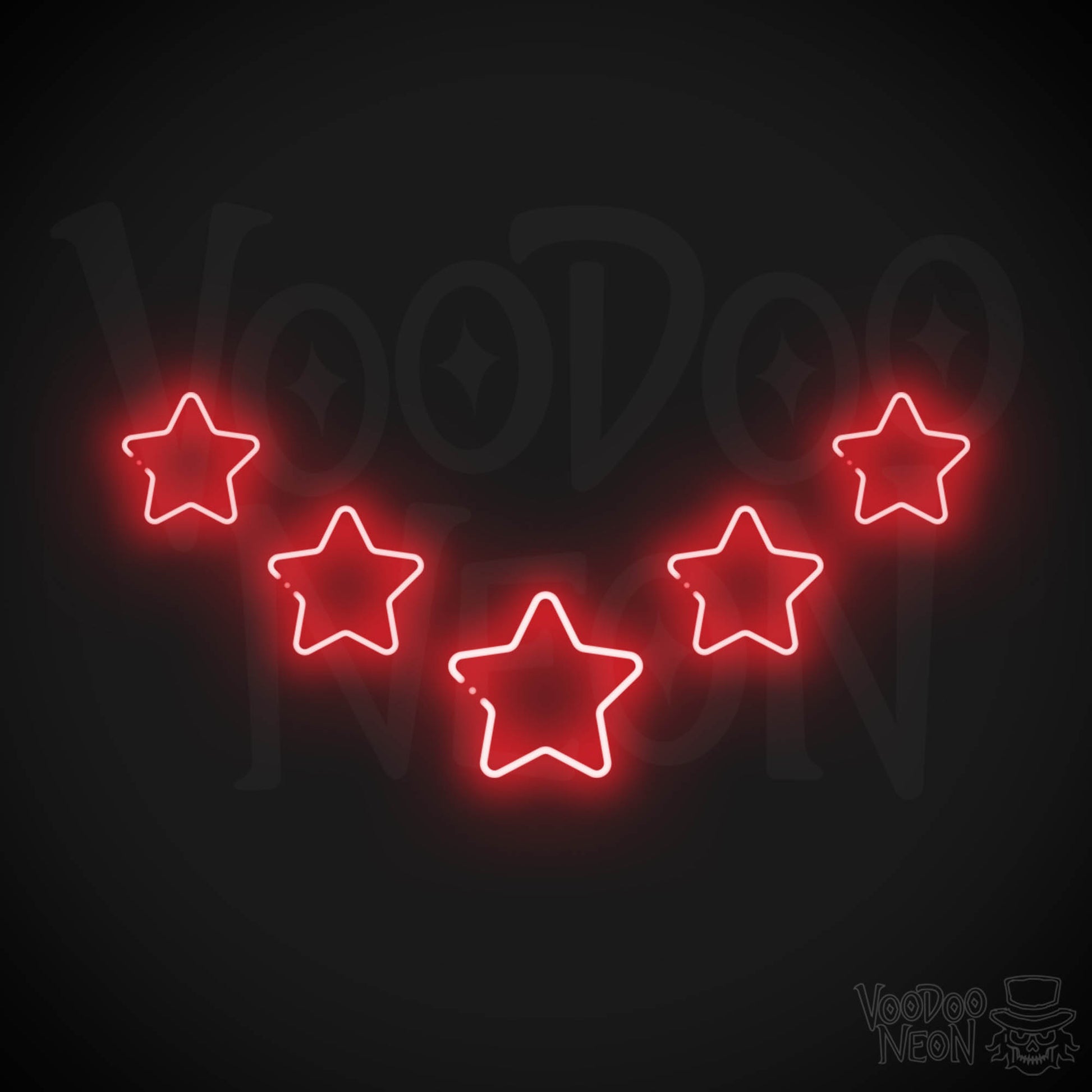 Neon Stars - Stars Neon Sign - Stars LED Neon Wall Art - Color Red