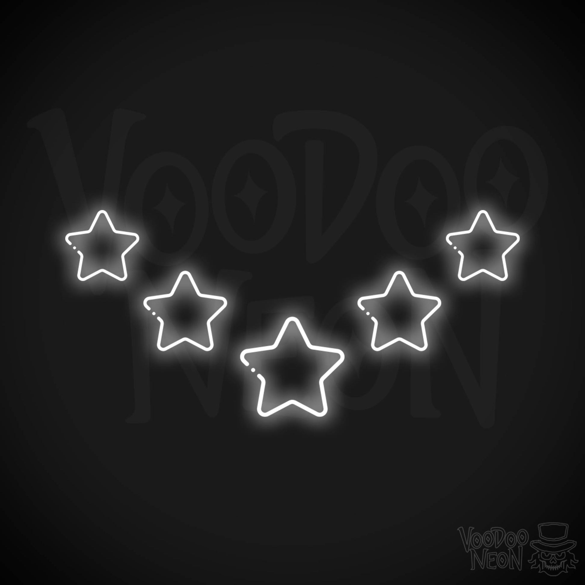 Neon Stars - Stars Neon Sign - Stars LED Neon Wall Art - Color White