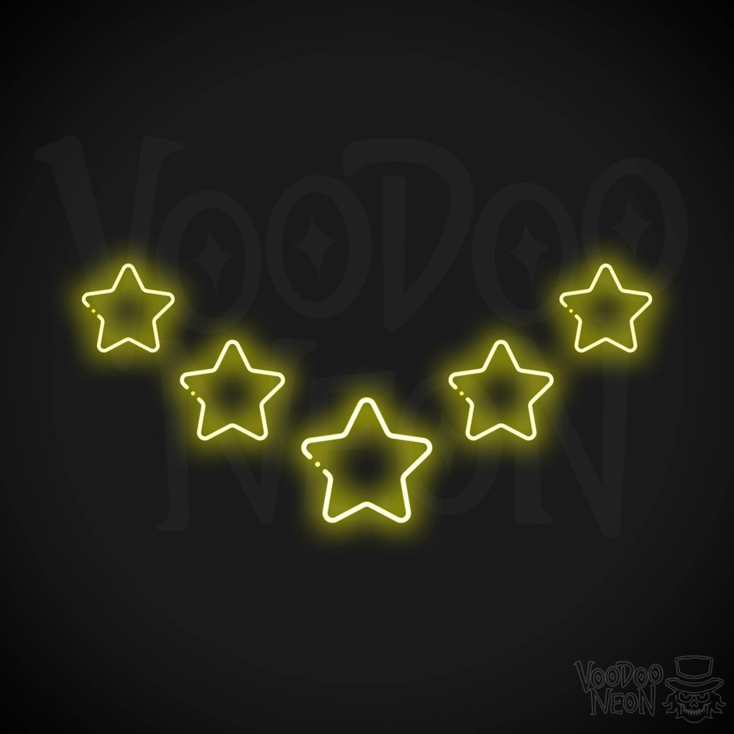 Neon Stars - Stars Neon Sign - Stars LED Neon Wall Art - Color Yellow