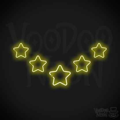 Neon Stars - Stars Neon Sign - Stars LED Neon Wall Art - Color Yellow