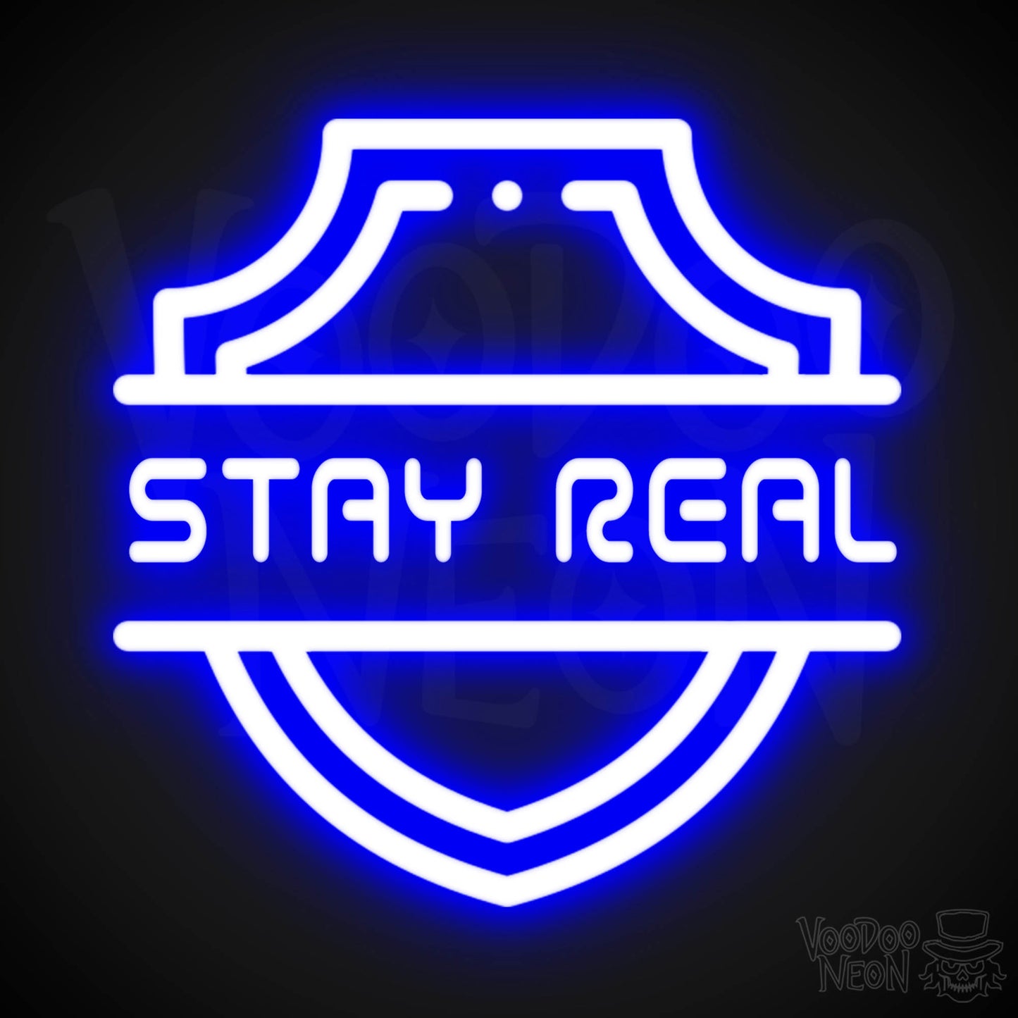 Stay Real Neon Sign - Neon Stay Real Sign - Neon Wall Art - Color Dark Blue