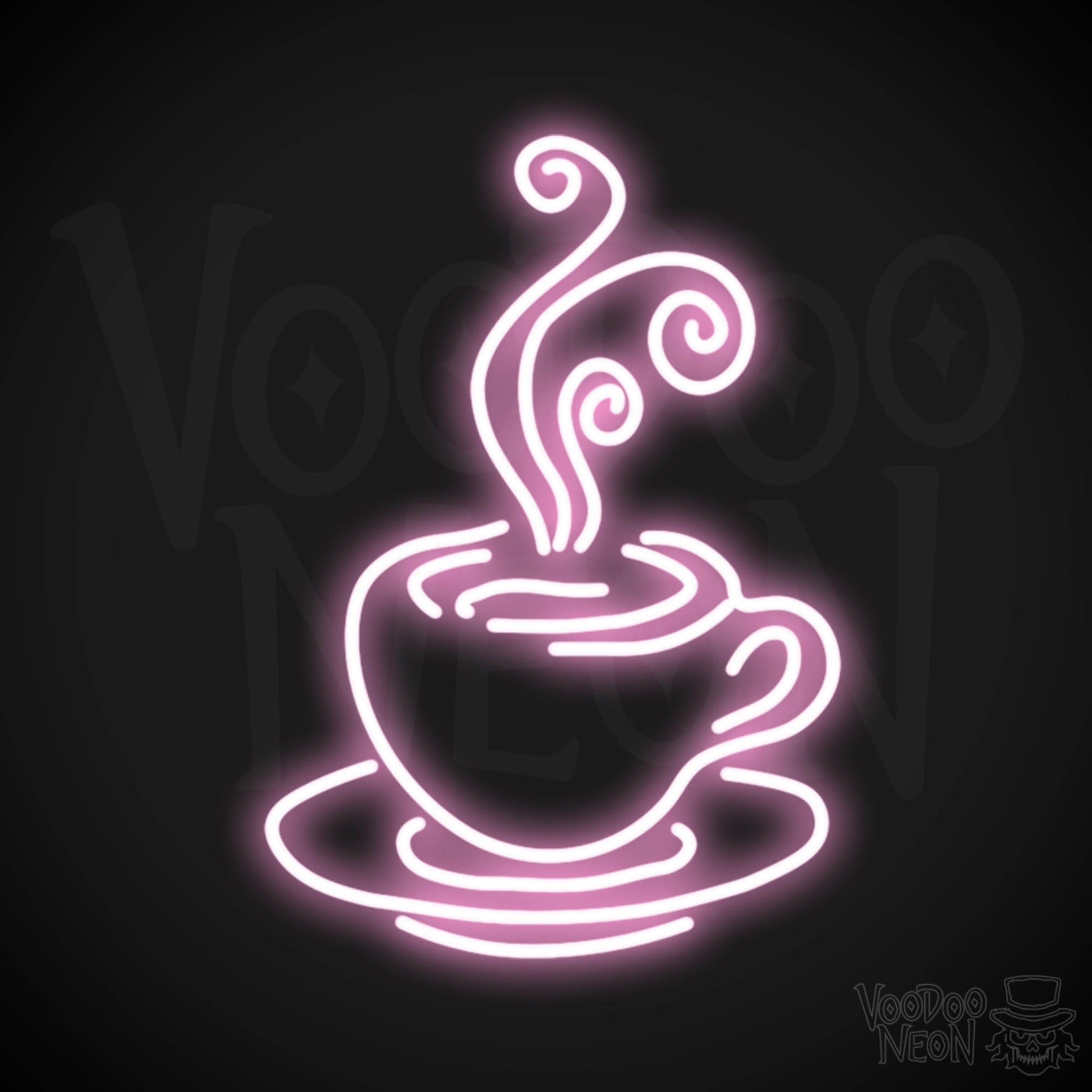 Steaming Coffee Cup Neon Sign - Coffee Cup Sign - Neon Coffee Cup Wall Art - Color Light Pink