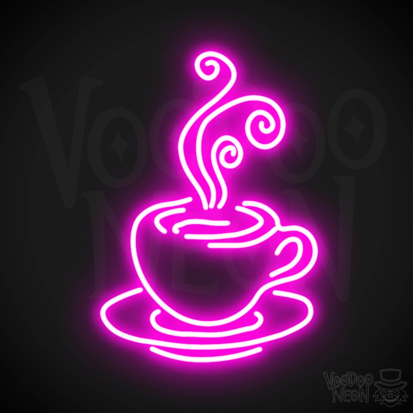Steaming Coffee Cup Neon Sign - Coffee Cup Sign - Neon Coffee Cup Wall Art - Color Pink