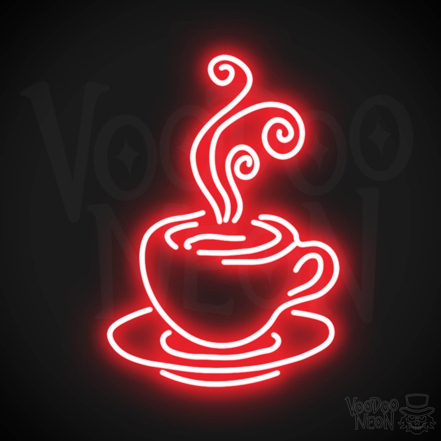 Steaming Coffee Cup Neon Sign - Coffee Cup Sign - Neon Coffee Cup Wall Art - Color Red