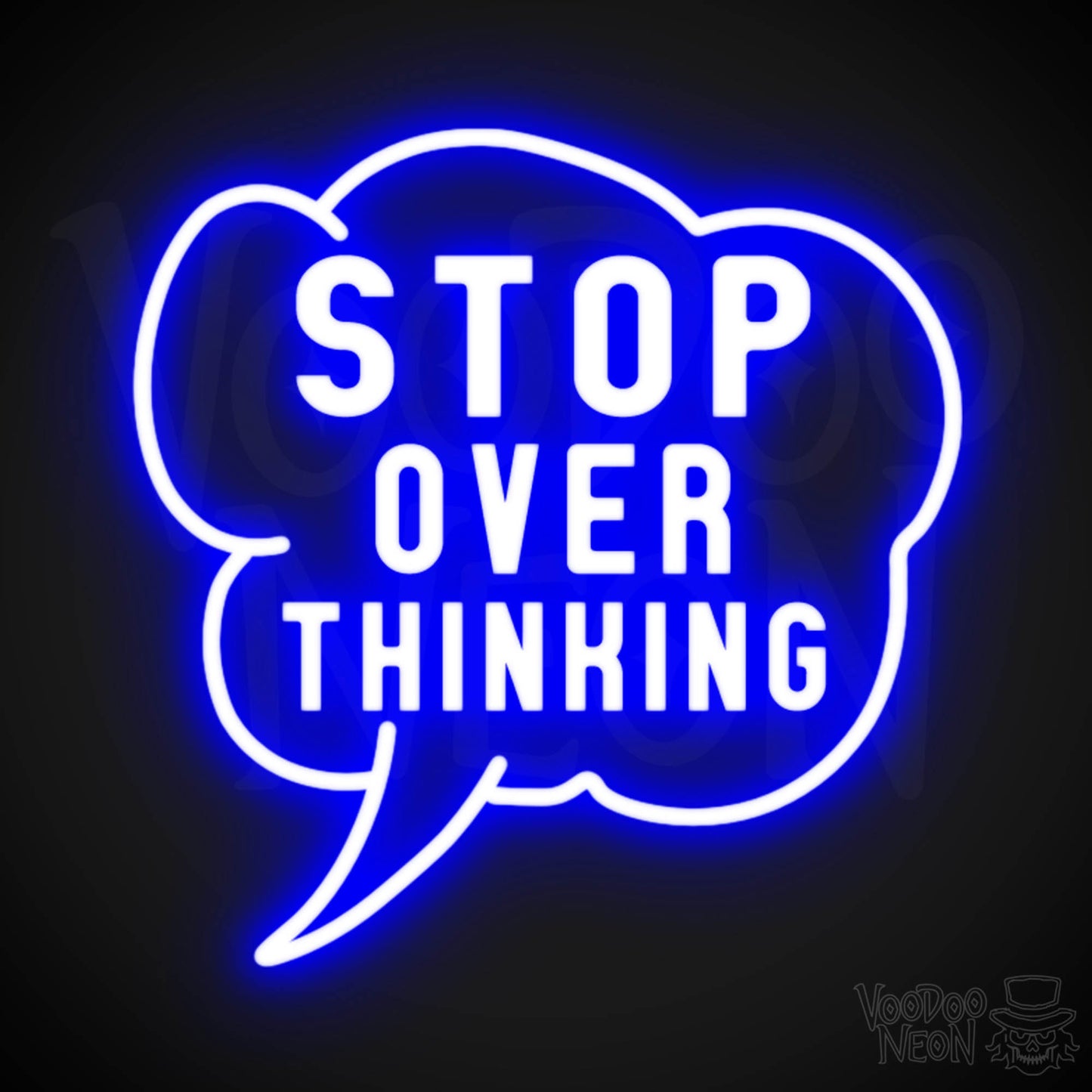 Stop Overthinking Neon Sign - Stop Overthinking Sign - Neon Overthinking Wall Art - Color Dark Blue