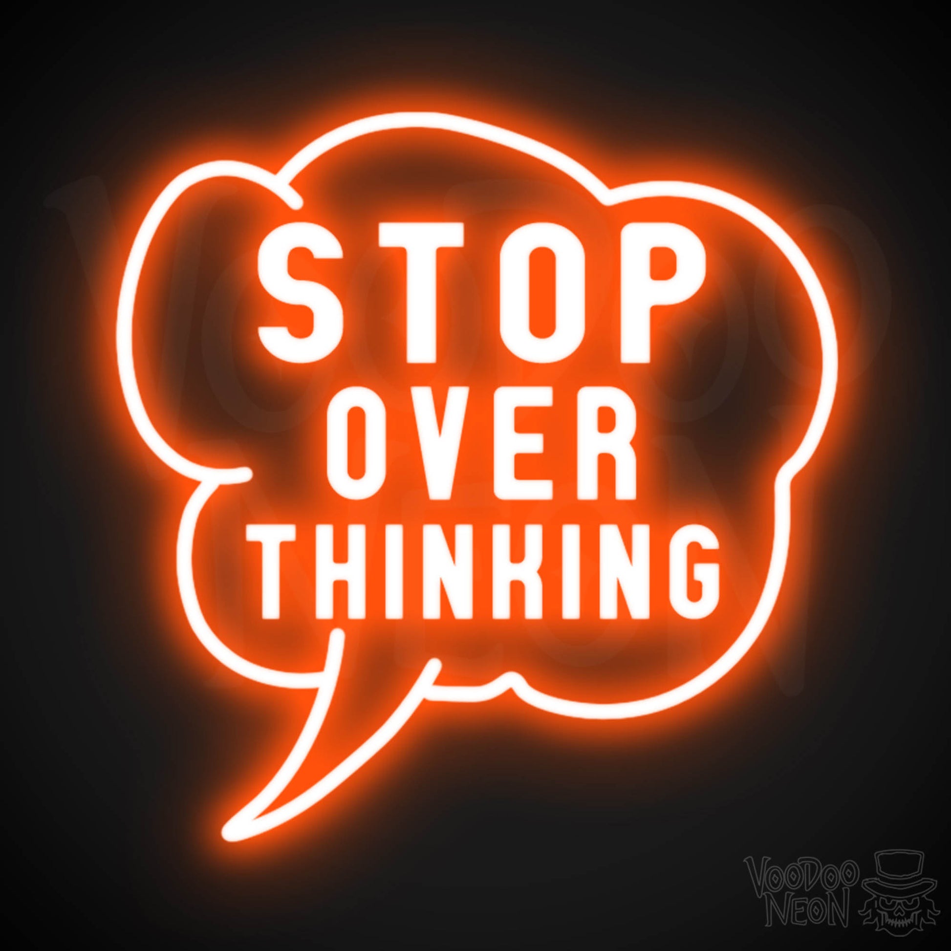 Stop Overthinking Neon Sign - Stop Overthinking Sign - Neon Overthinking Wall Art - Color Orange