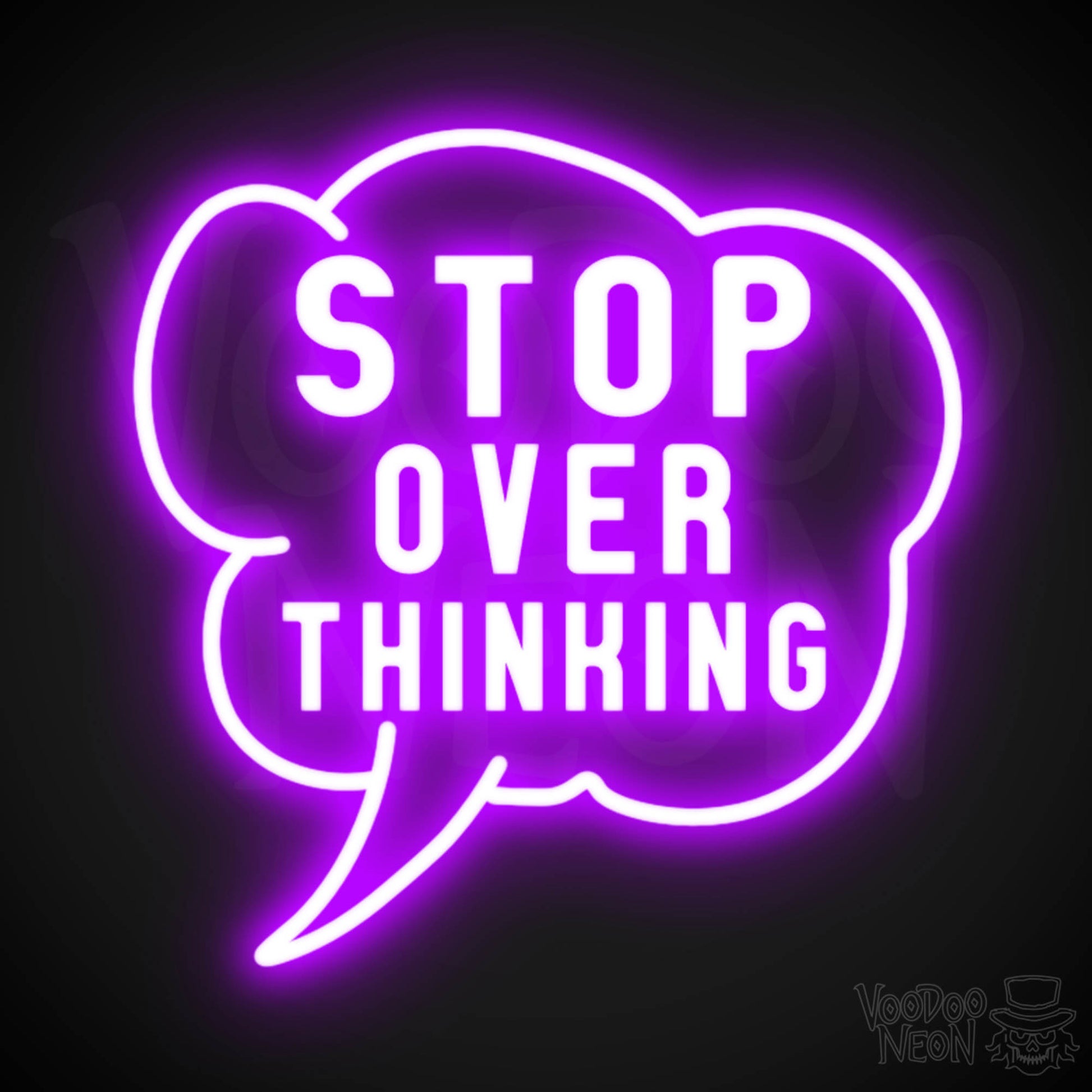 Stop Overthinking Neon Sign - Stop Overthinking Sign - Neon Overthinking Wall Art - Color Purple