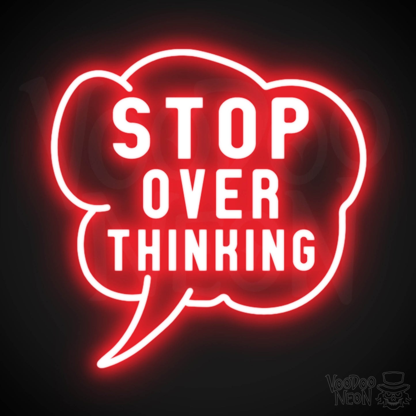 Stop Overthinking Neon Sign - Stop Overthinking Sign - Neon Overthinking Wall Art - Color Red