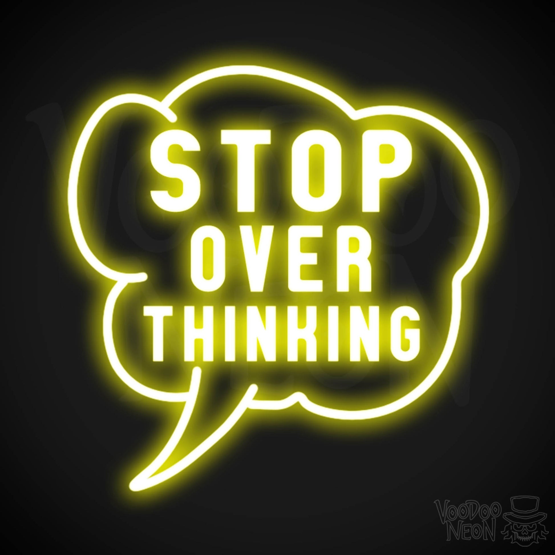 Stop Overthinking Neon Sign - Stop Overthinking Sign - Neon Overthinking Wall Art - Color Yellow
