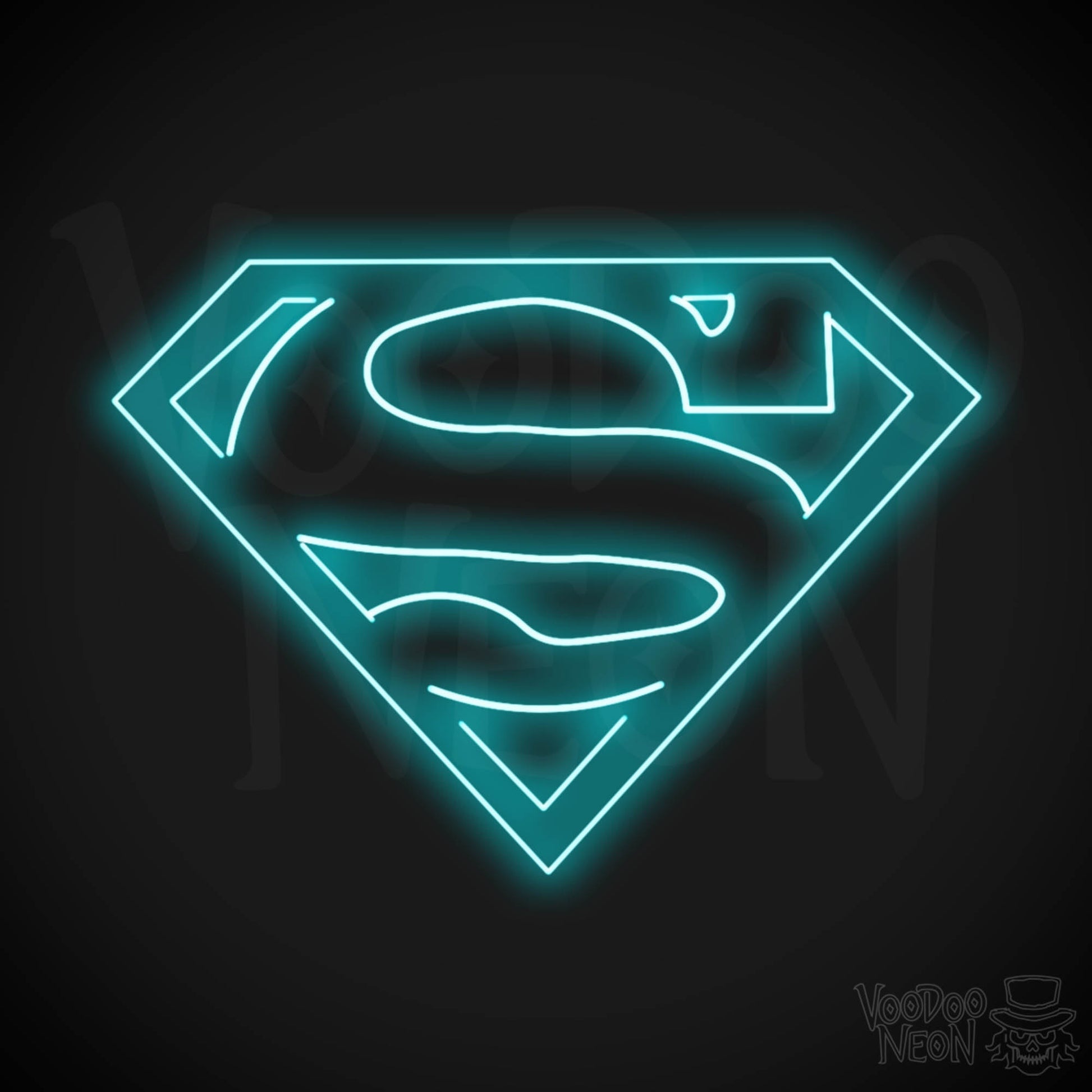 Neon Superman Sign - Superman Neon Sign - LED Wall Art - Color Ice Blue