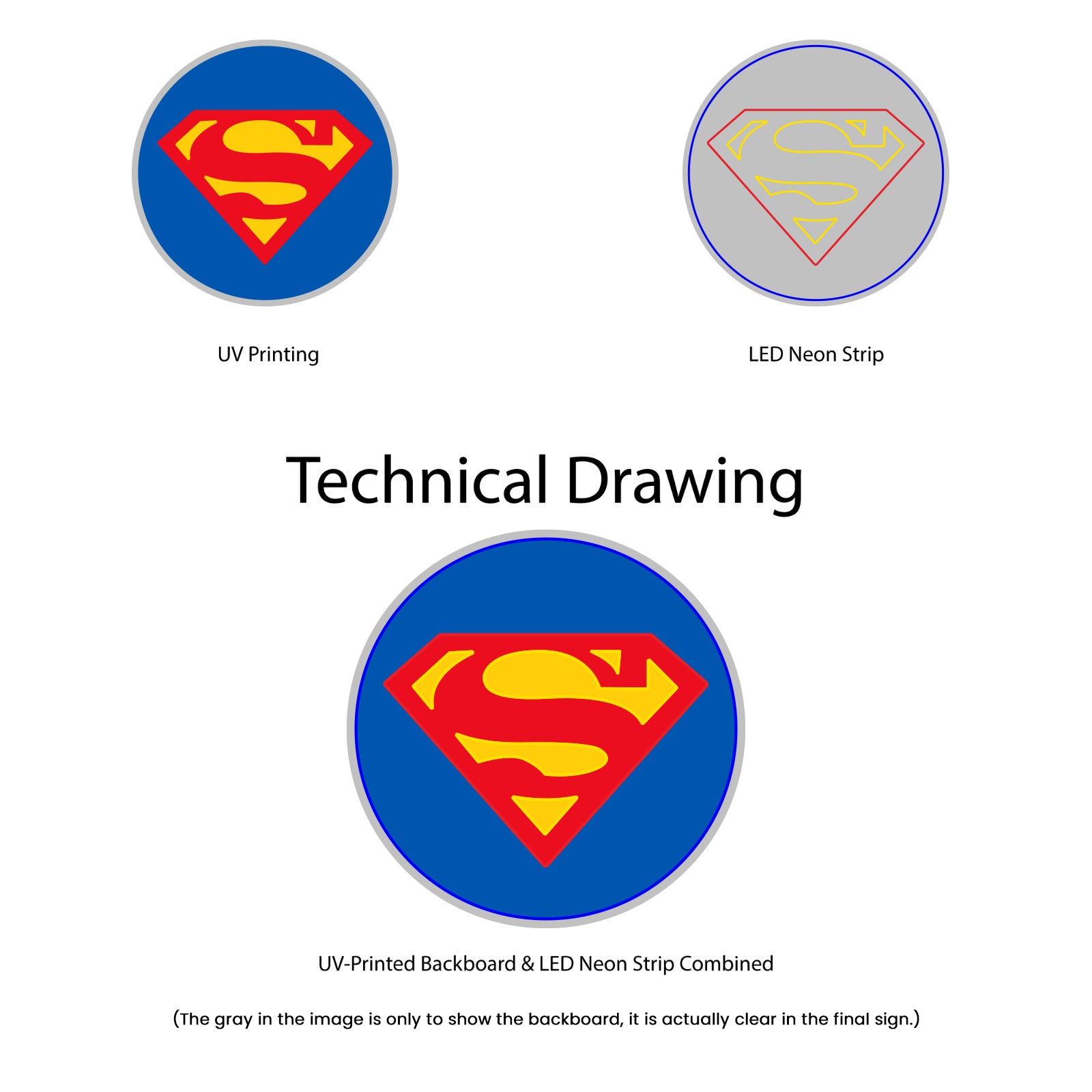 Superman Neon Sign - Technical Drawing