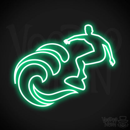 Neon Surfer Wall Art - Surfer Neon Sign - Surfer Artwork - Color Green