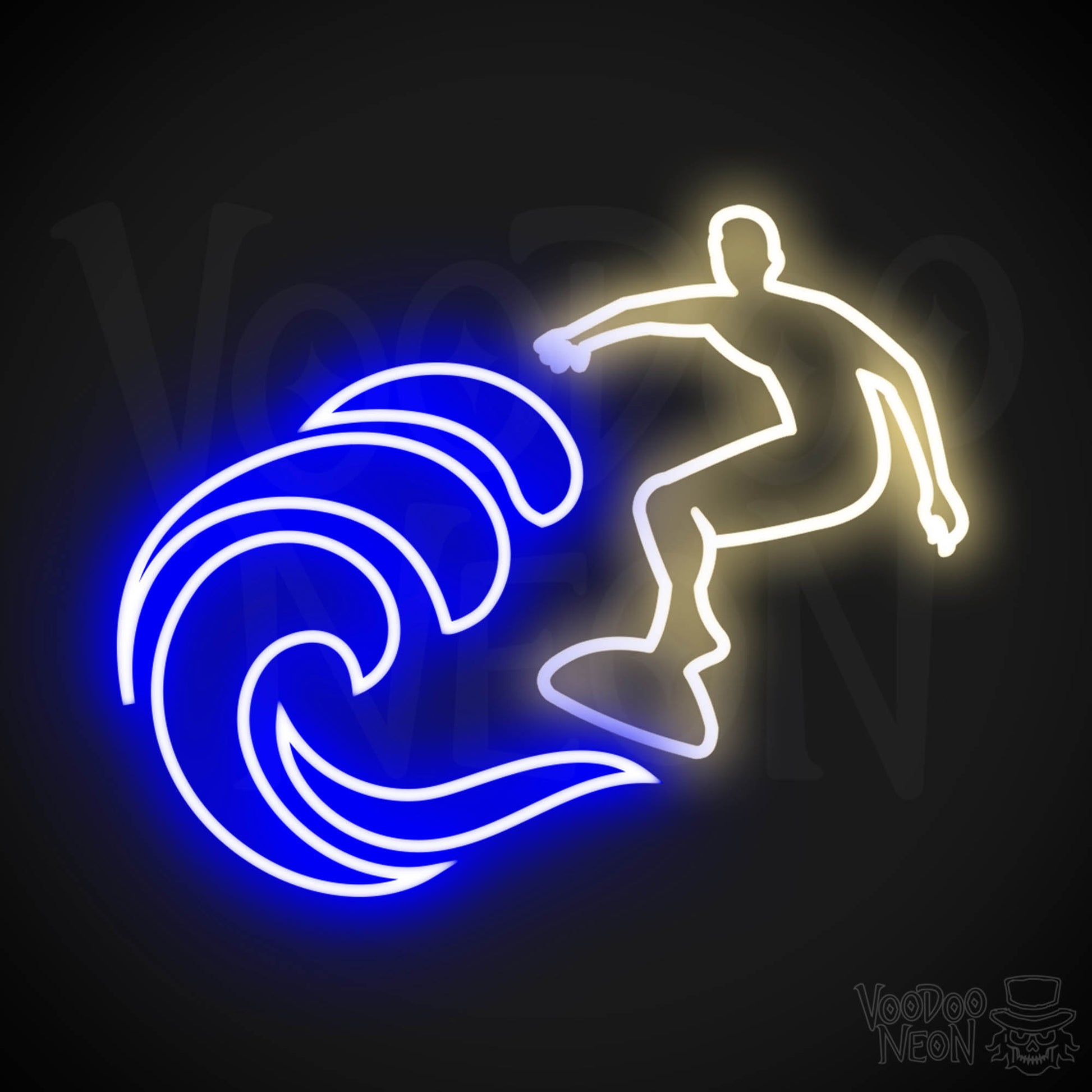 Neon Surfer Wall Art - Surfer Neon Sign - Surfer Artwork - Color Multi-Color