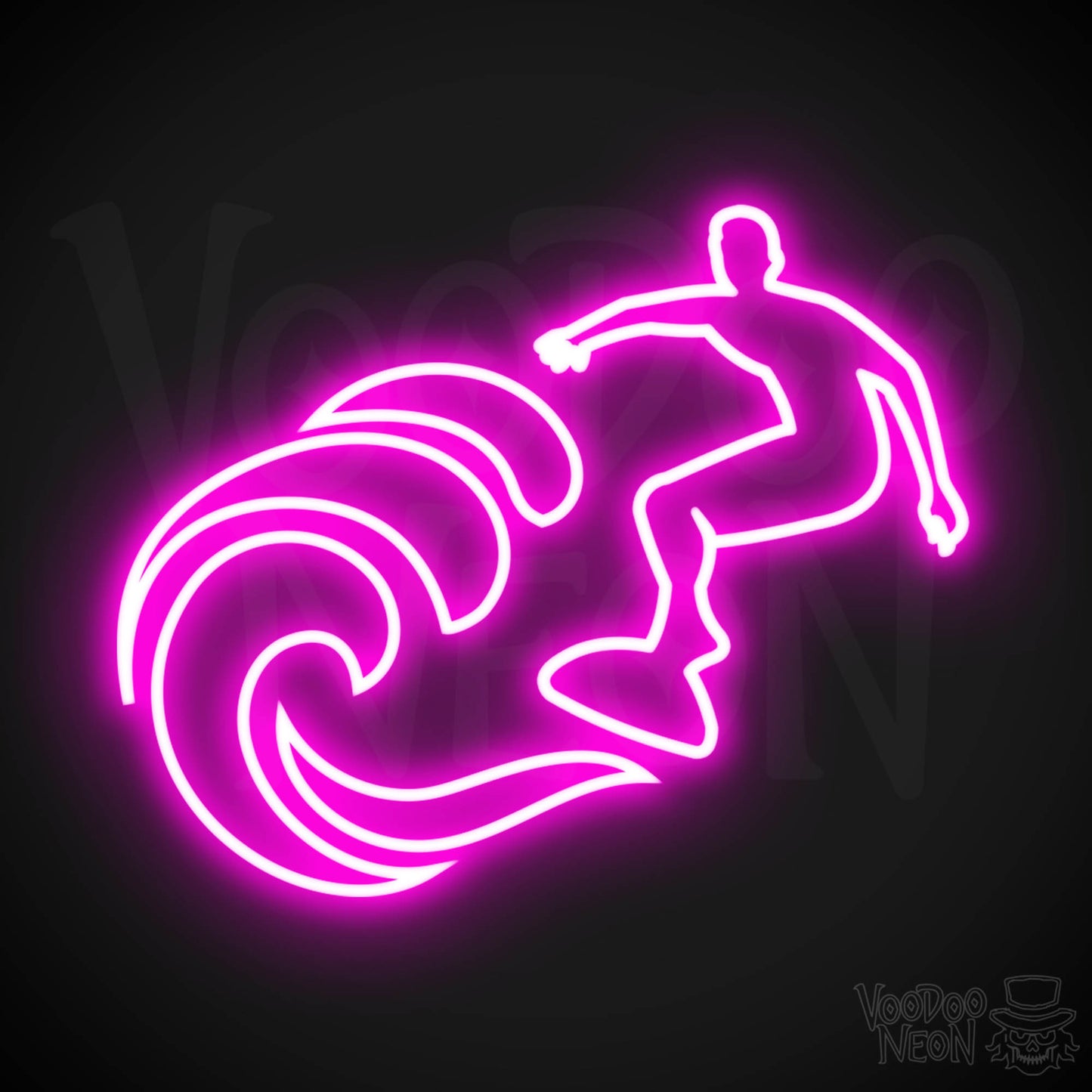 Neon Surfer Wall Art - Surfer Neon Sign - Surfer Artwork - Color Pink