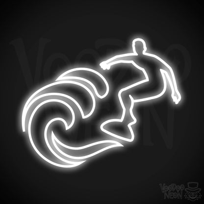 Neon Surfer Wall Art - Surfer Neon Sign - Surfer Artwork - Color White