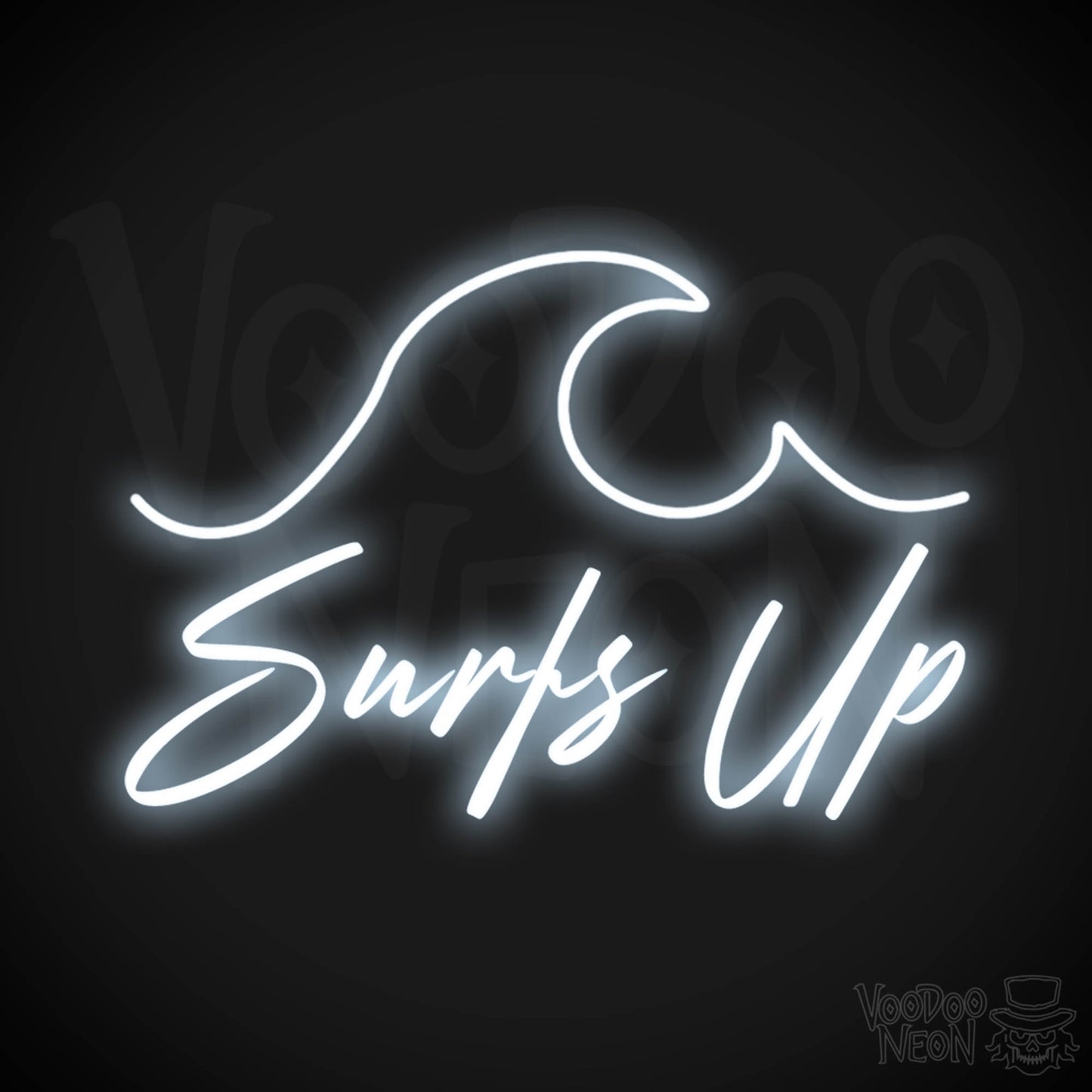 Surfs Up Neon Sign - Neon Surfs Up Wall Art - Neon Surf Sign - Color Cool White