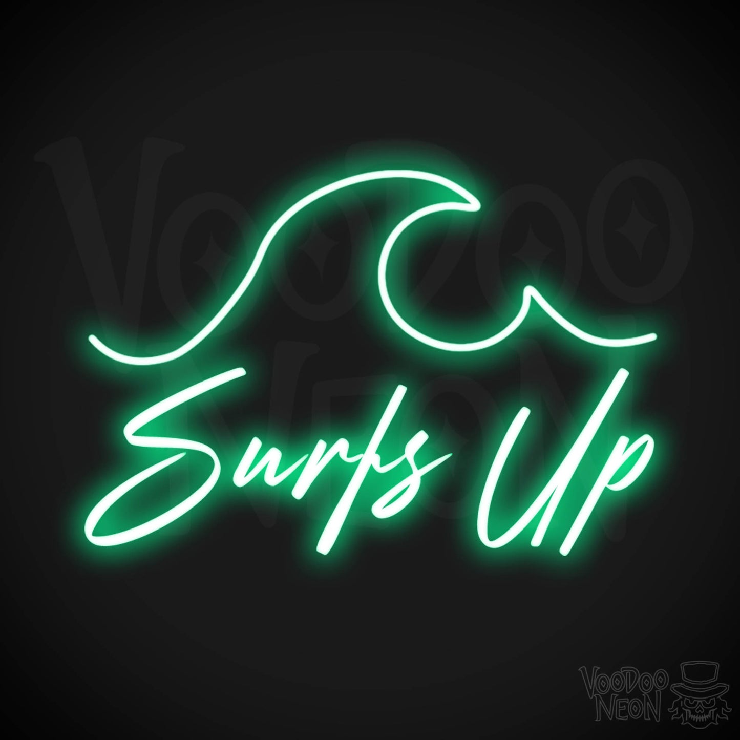 Surfs Up Neon Sign - Neon Surfs Up Wall Art - Neon Surf Sign - Color Green