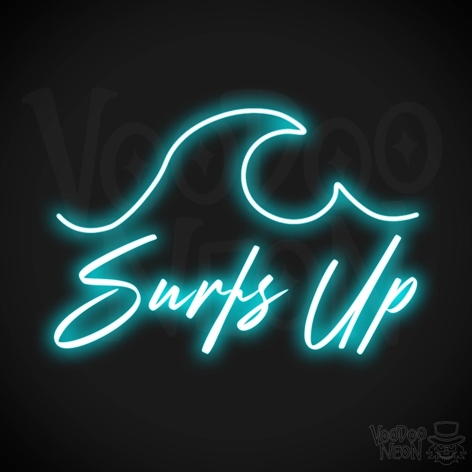 Surfs Up Neon Sign - Neon Surfs Up Wall Art - Neon Surf Sign - Color Ice Blue
