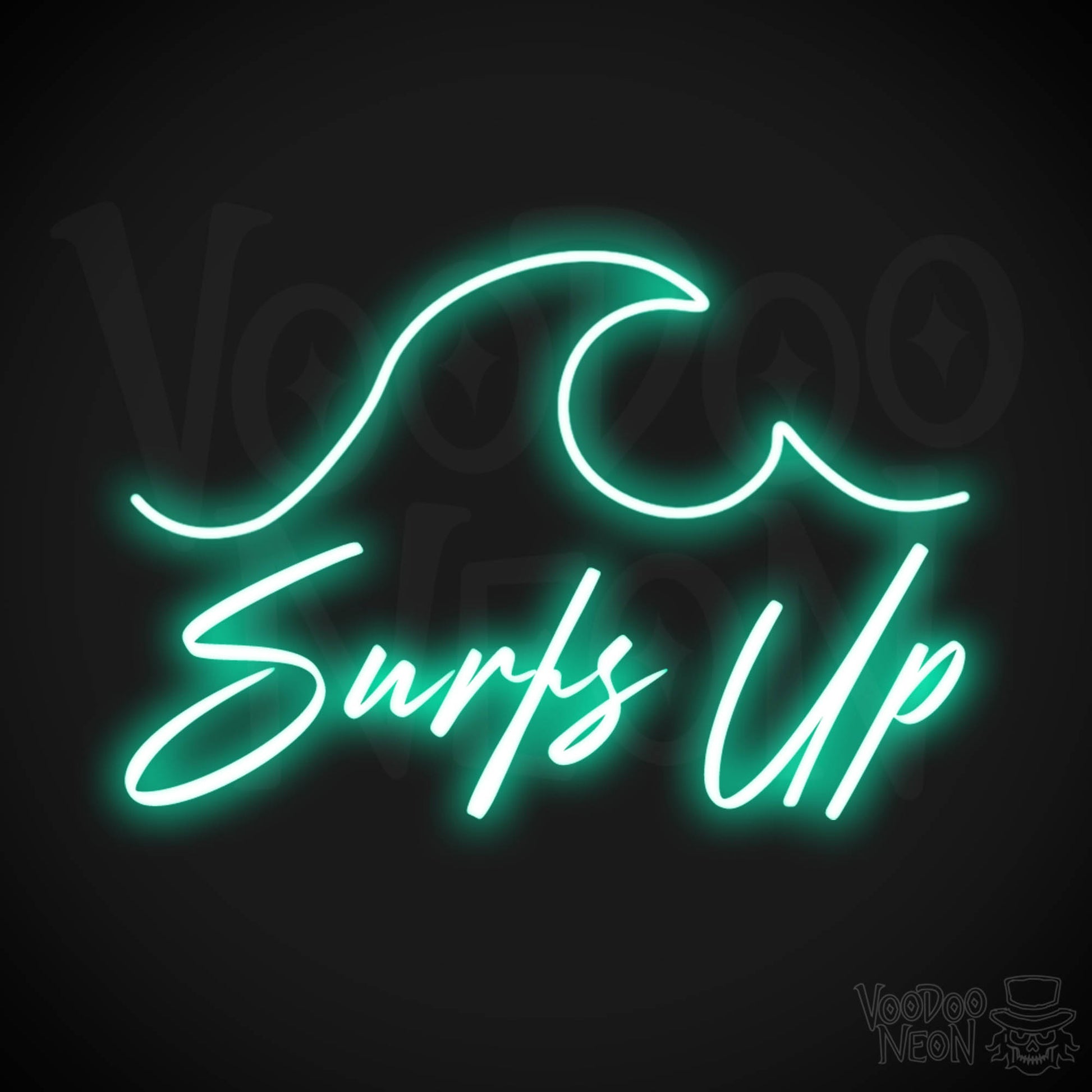 Surfs Up Neon Sign - Neon Surfs Up Wall Art - Neon Surf Sign - Color Light Green