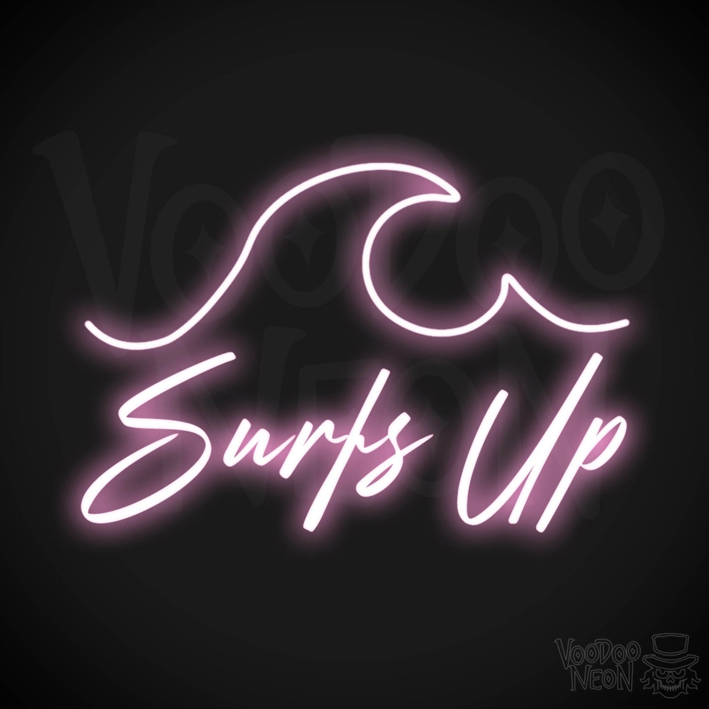 Surfs Up Neon Sign - Neon Surfs Up Wall Art - Neon Surf Sign - Color Light Pink