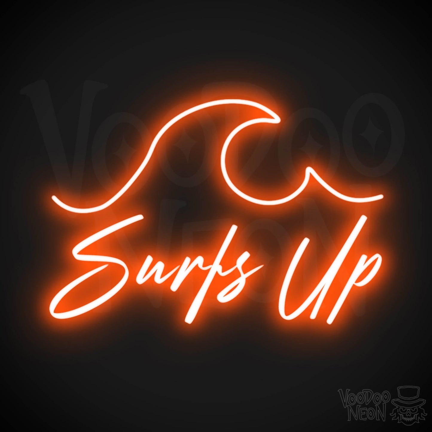 Surfs Up Neon Sign - Neon Surfs Up Wall Art - Neon Surf Sign - Color Orange