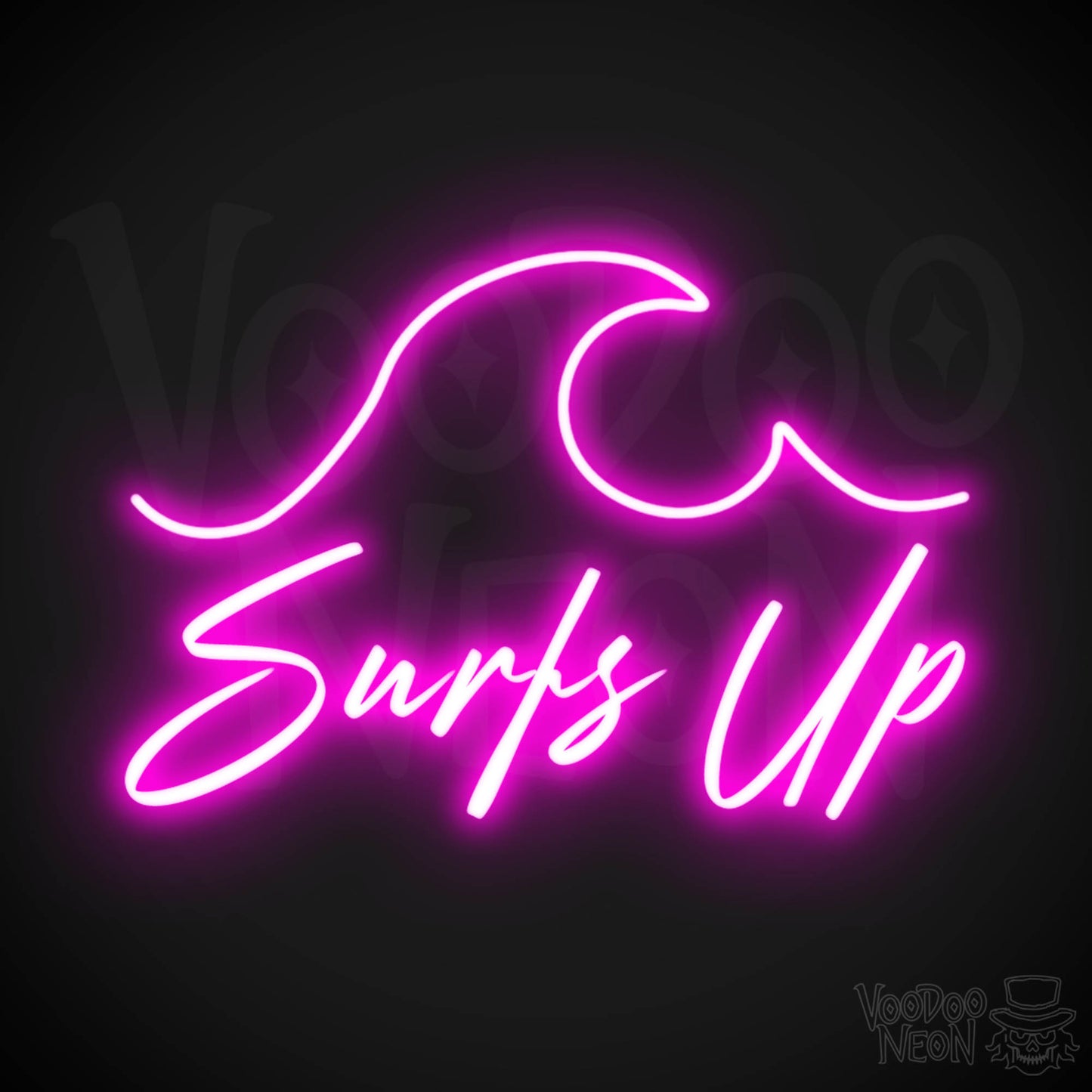 Surfs Up Neon Sign - Neon Surfs Up Wall Art - Neon Surf Sign - Color Pink