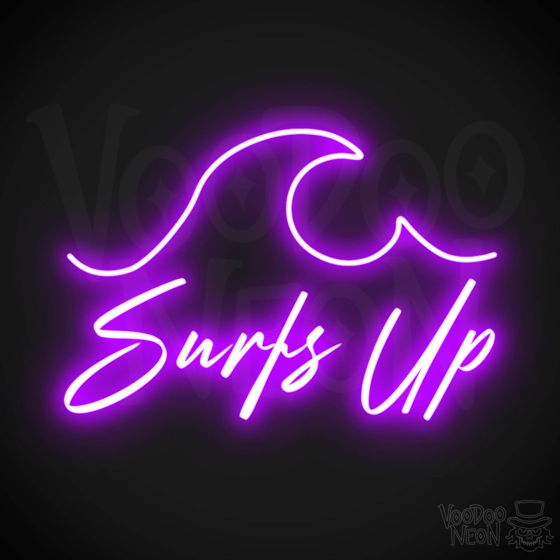 Surfs Up Neon Sign - Neon Surfs Up Wall Art - Neon Surf Sign - Color Purple