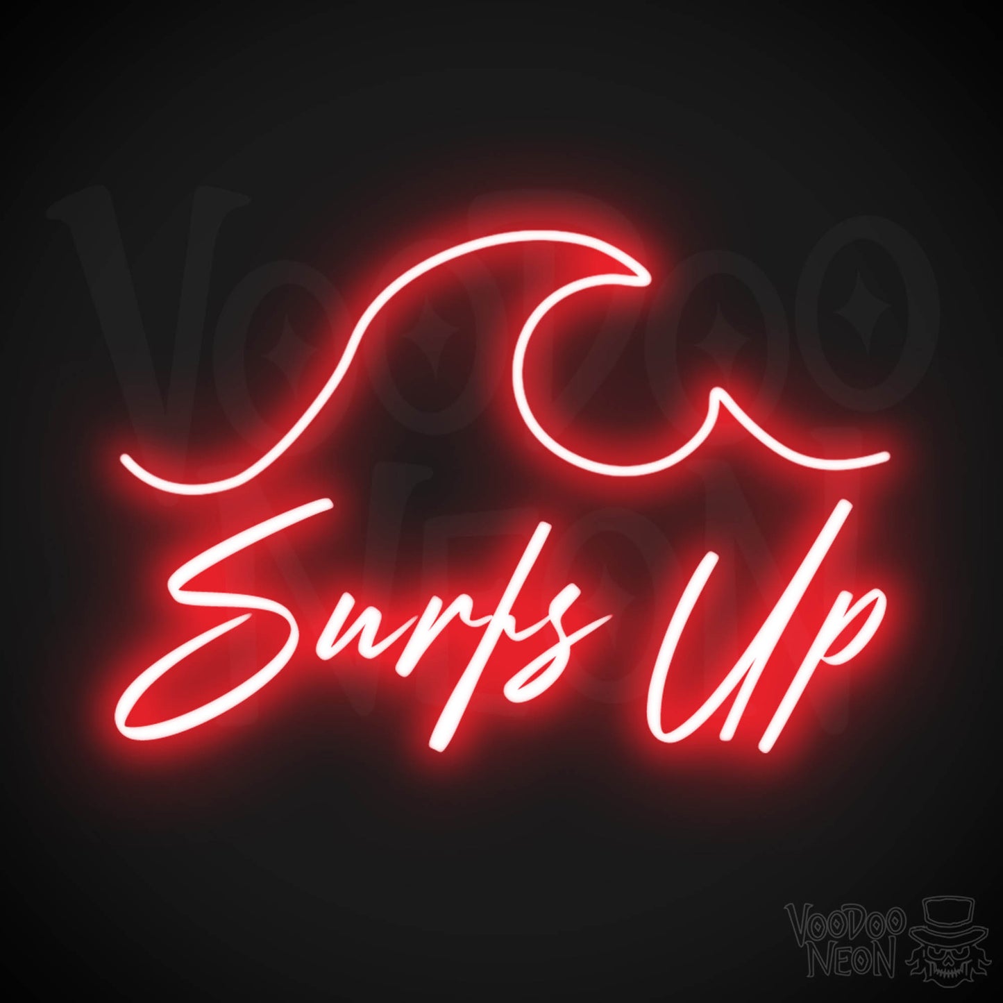 Surfs Up Neon Sign - Neon Surfs Up Wall Art - Neon Surf Sign - Color Red