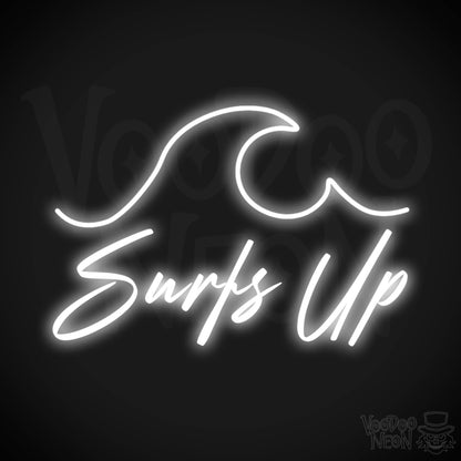 Surfs Up Neon Sign - Neon Surfs Up Wall Art - Neon Surf Sign - Color White