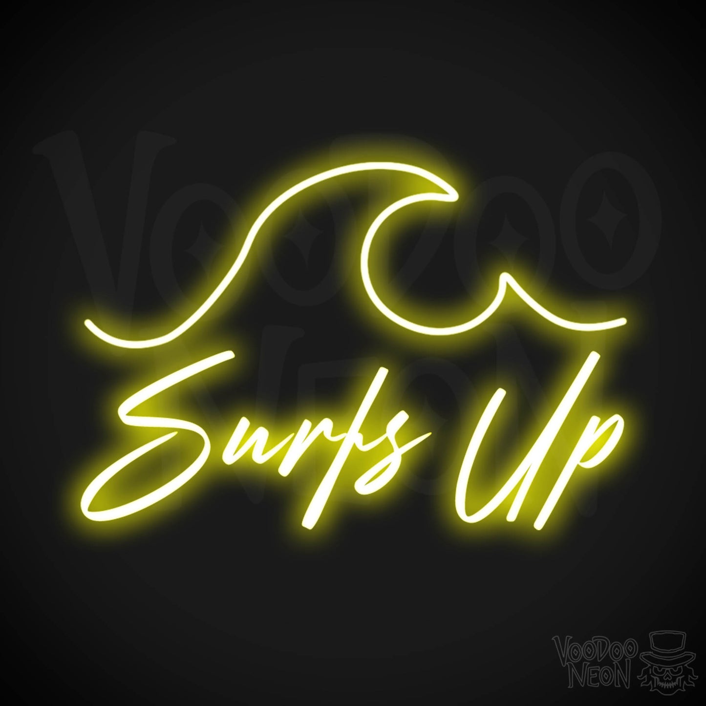 Surfs Up Neon Sign - Neon Surfs Up Wall Art - Neon Surf Sign - Color Yellow