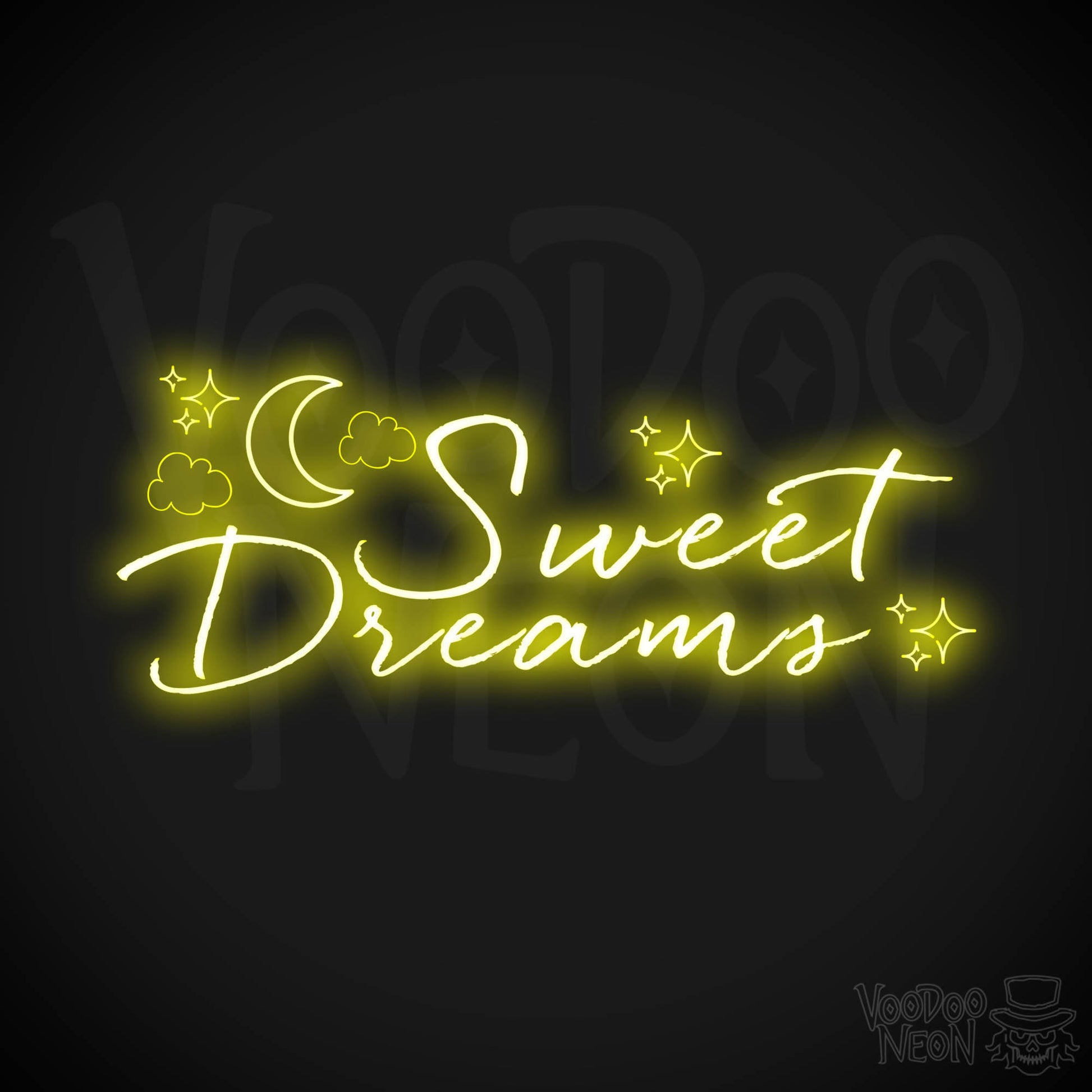Sweet Dreams Neon Sign - Neon Sweet Dreams Wall Art - LED Sign - Color Yellow