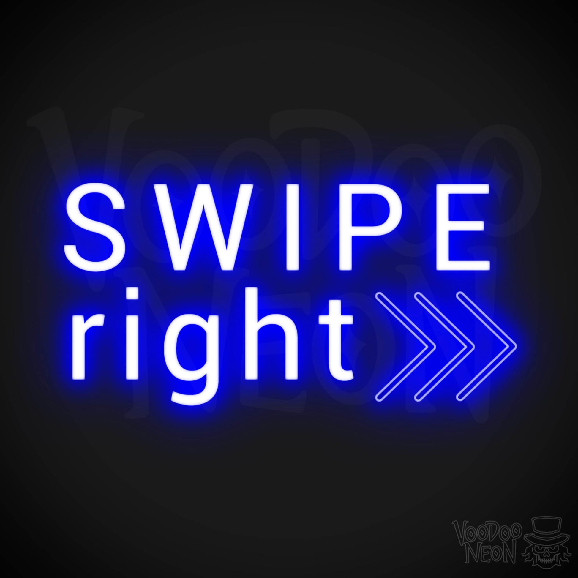 Swipe Right Neon Sign - Neon Swipe Right Sign - Wall Art - Color Dark Blue