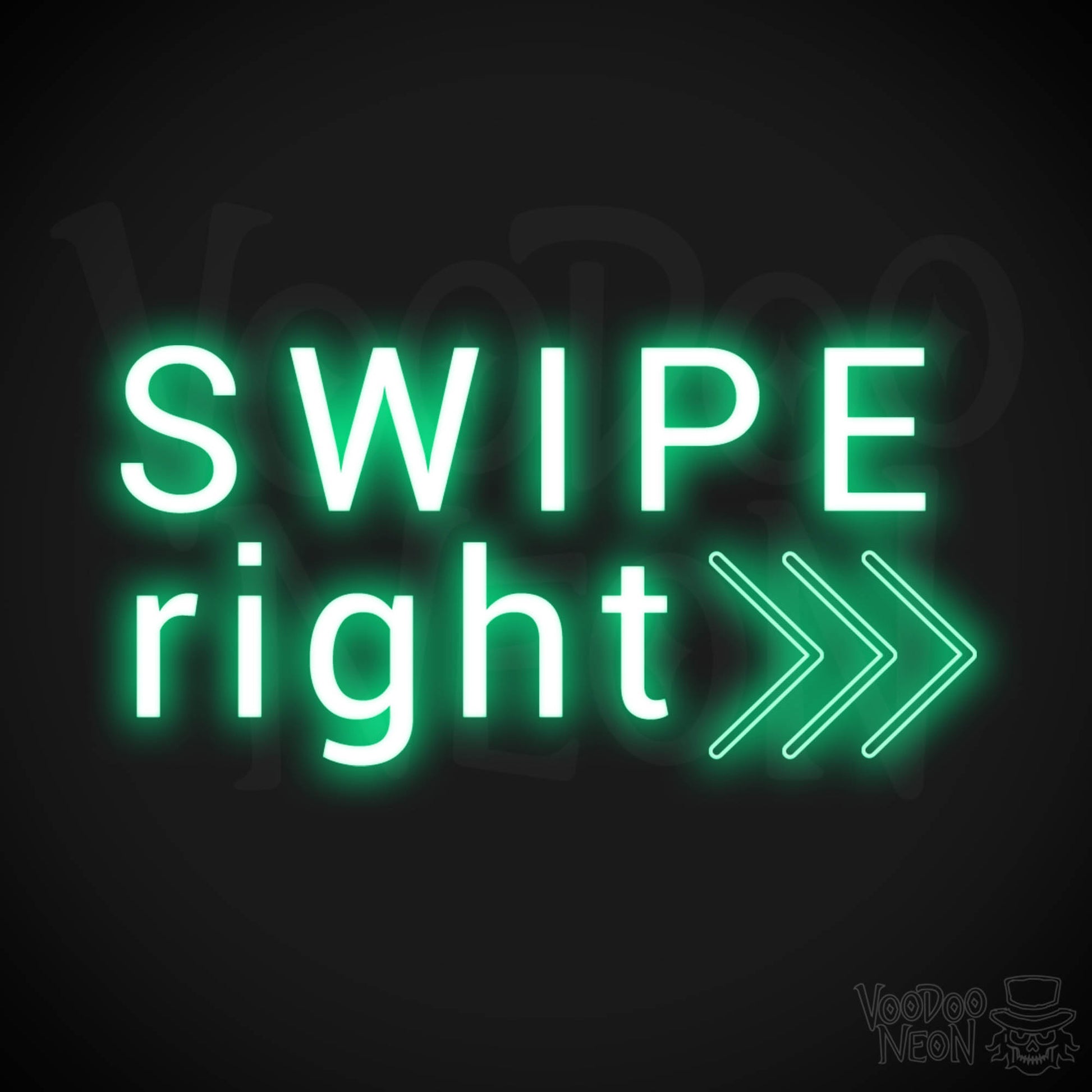 Swipe Right Neon Sign - Neon Swipe Right Sign - Wall Art - Color Green