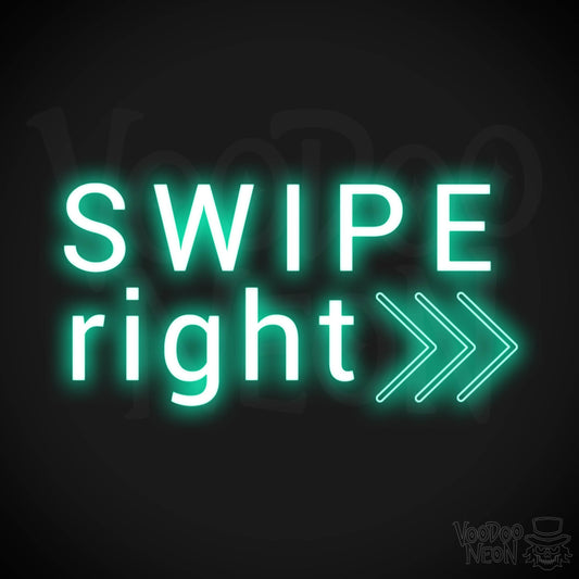 Swipe Right Neon Sign - Neon Swipe Right Sign - Wall Art - Color Light Green