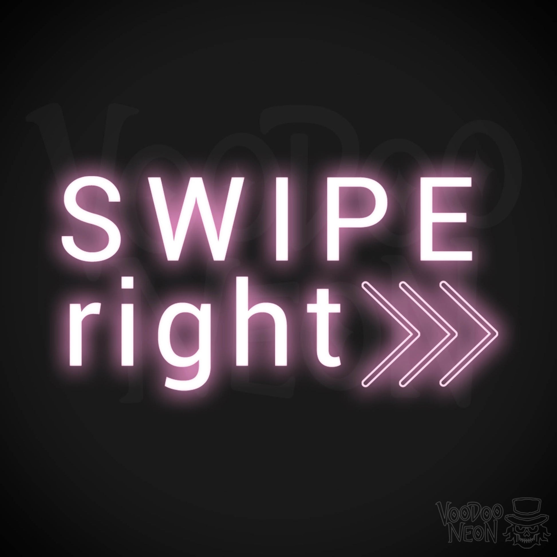 Swipe Right Neon Sign - Neon Swipe Right Sign - Wall Art - Color Light Pink