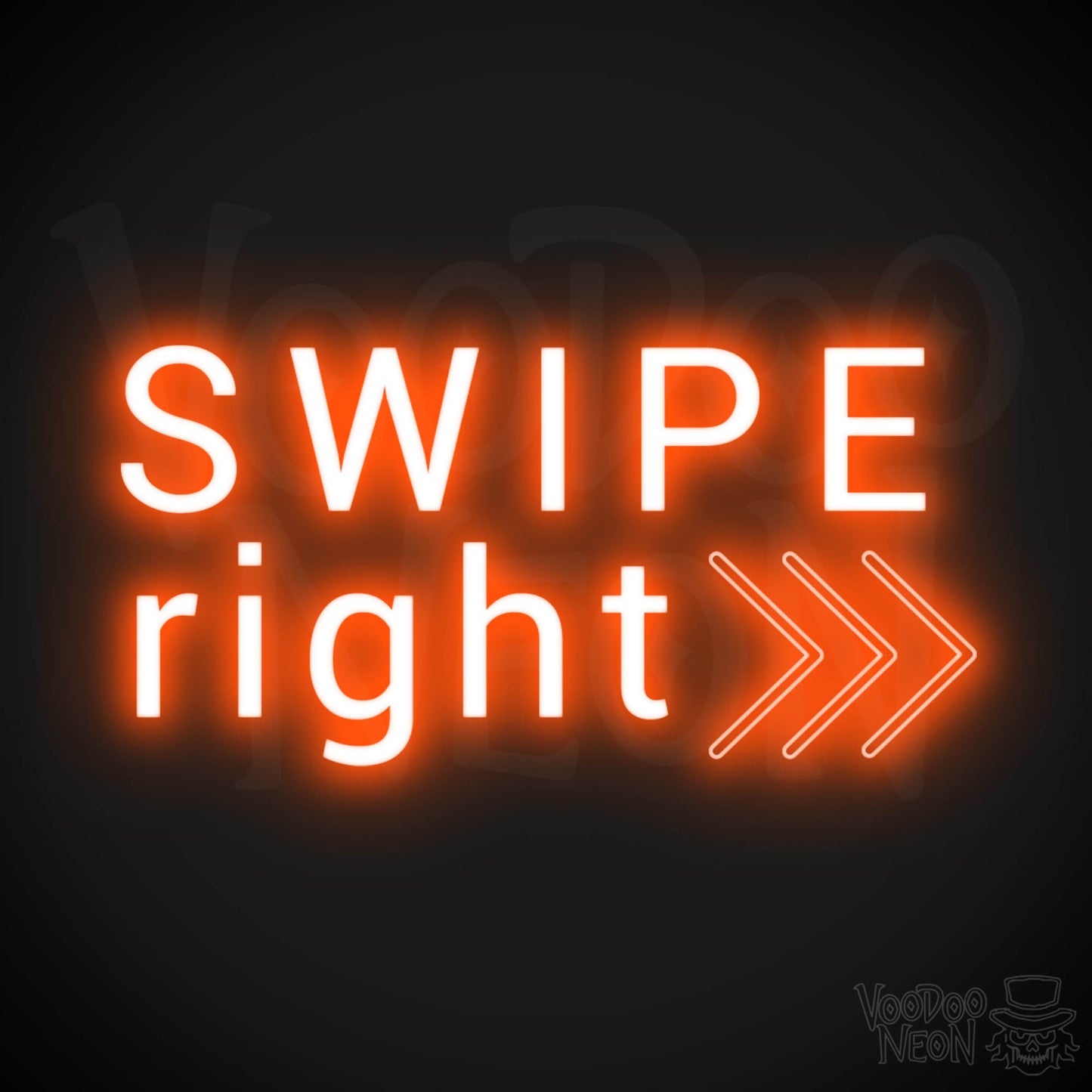 Swipe Right Neon Sign - Neon Swipe Right Sign - Wall Art - Color Orange