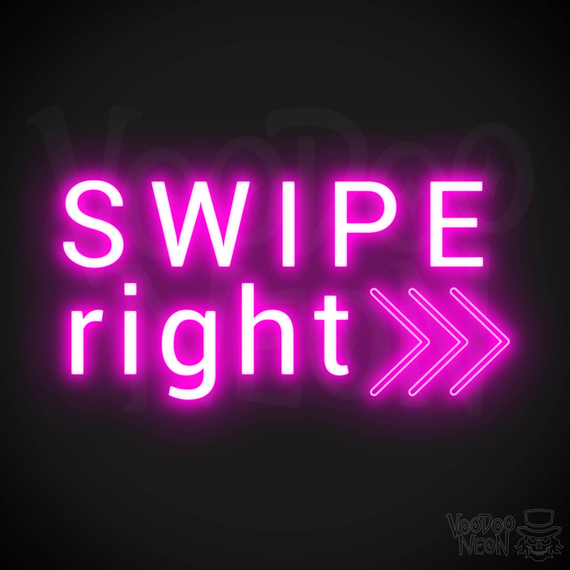 Swipe Right Neon Sign - Neon Swipe Right Sign - Wall Art - Color Pink