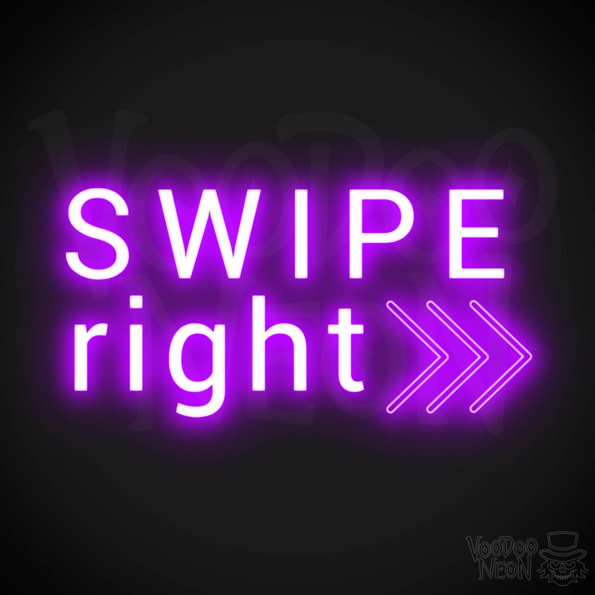 Swipe Right Neon Sign - Neon Swipe Right Sign - Wall Art - Color Purple