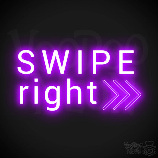 Swipe Right Neon Sign - Neon Swipe Right Sign - Wall Art - Color Purple