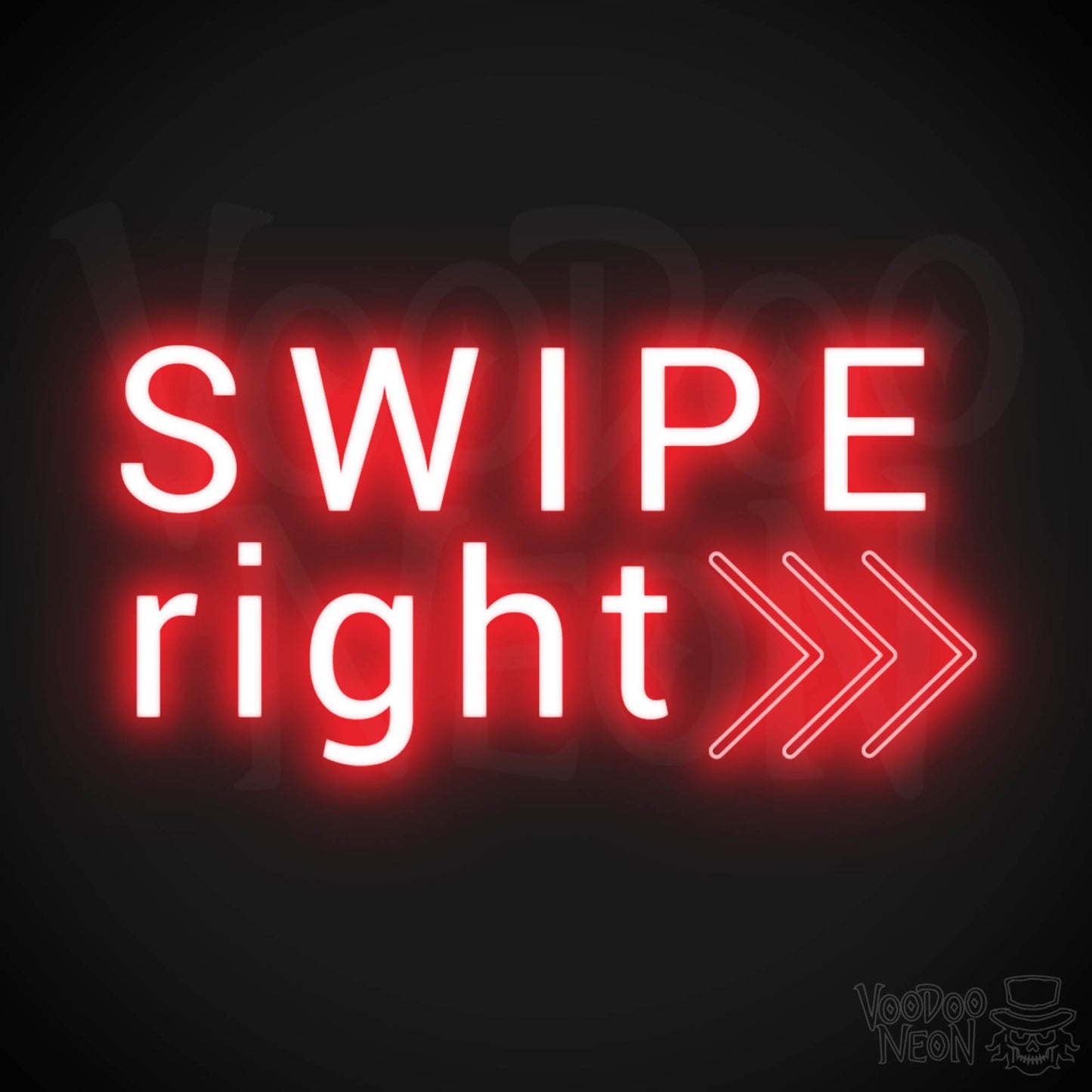 Swipe Right Neon Sign - Neon Swipe Right Sign - Wall Art - Color Red