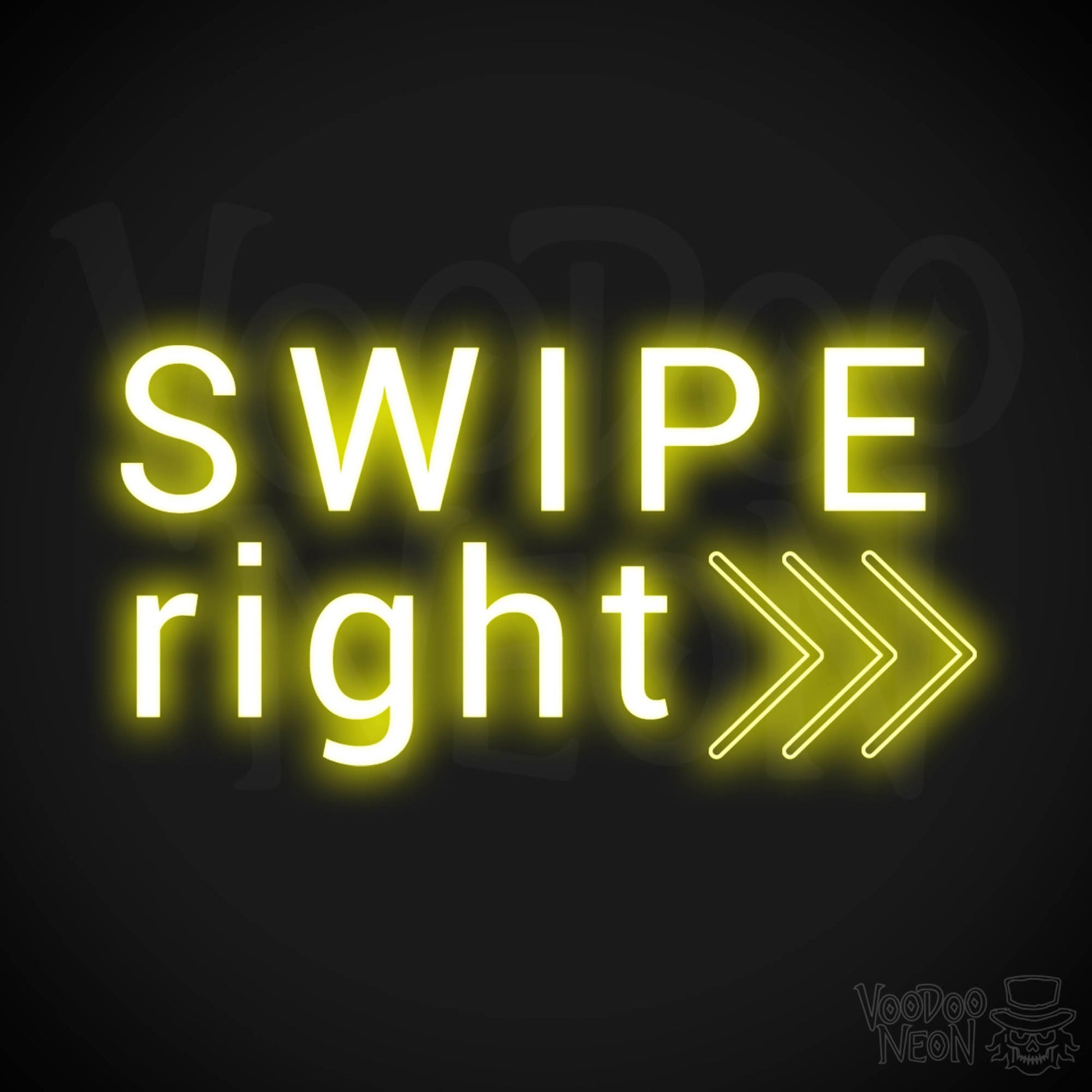 Swipe Right Neon Sign - Neon Swipe Right Sign - Wall Art - Color Yellow