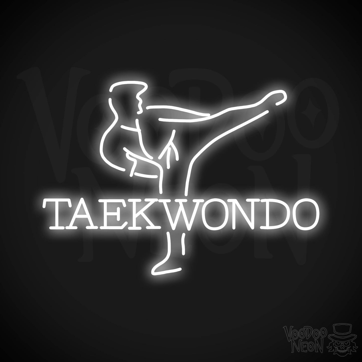 Taekwondo Neon Sign - White