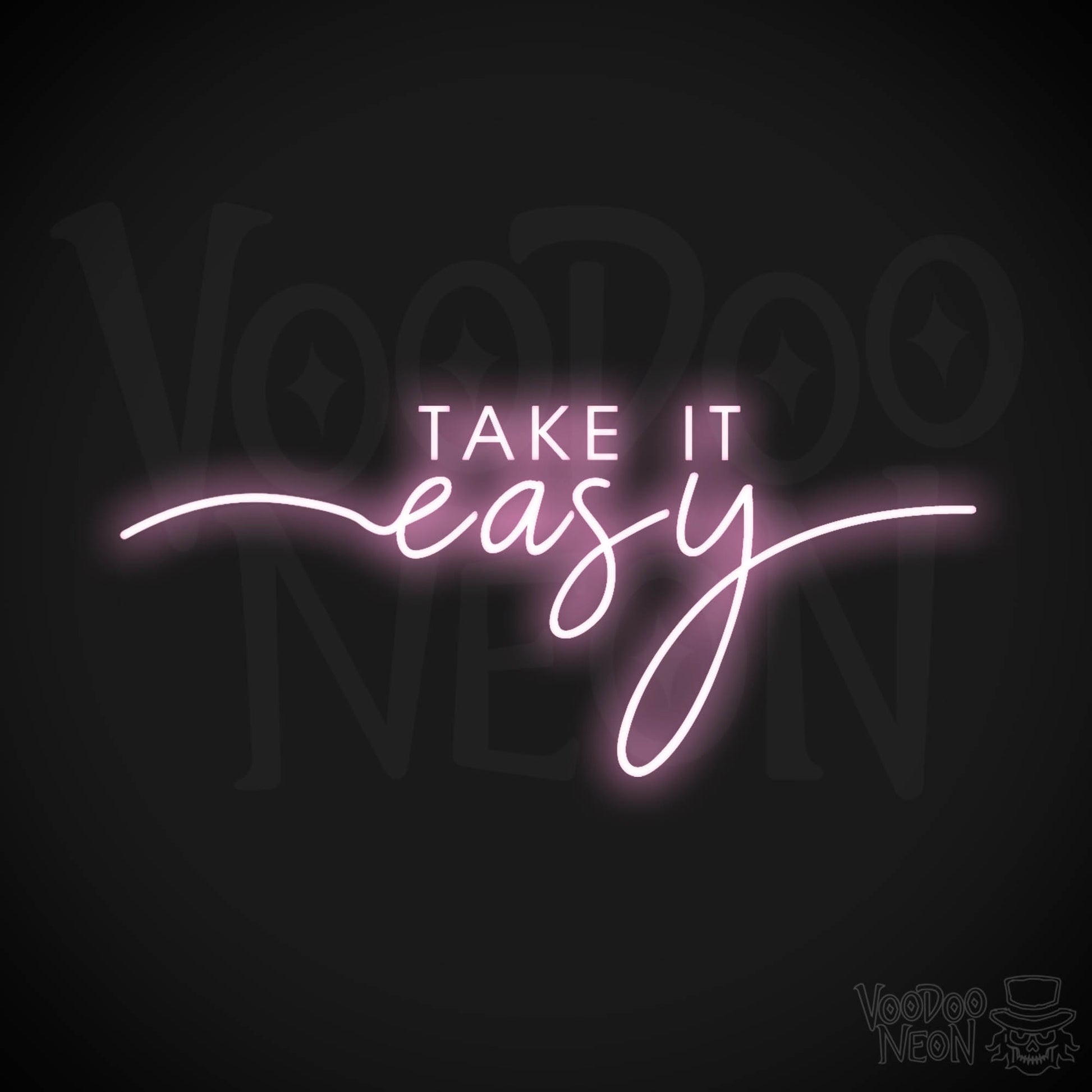 Take It Easy Neon Sign - Neon Take It Easy Sign - Wall Art - Color Light Pink