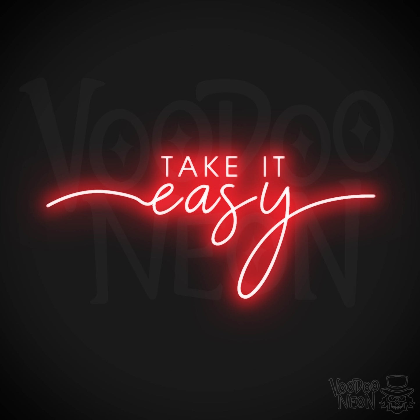 Take It Easy Neon Sign - Neon Take It Easy Sign - Wall Art - Color Red