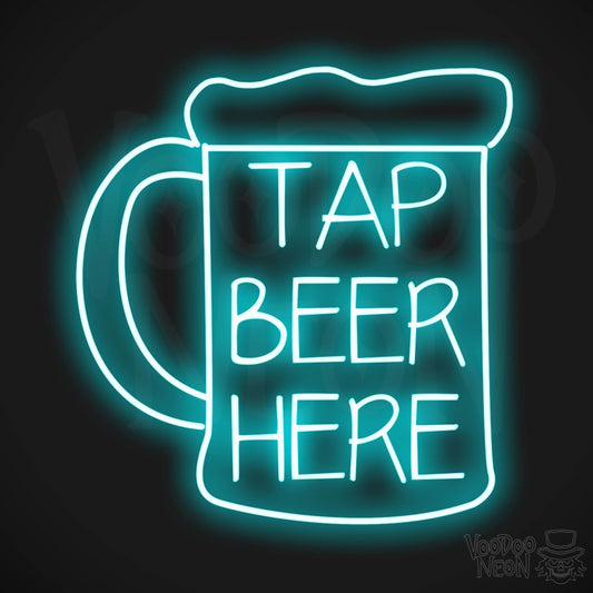 Tap Beer Here LED Neon - Ice Blue