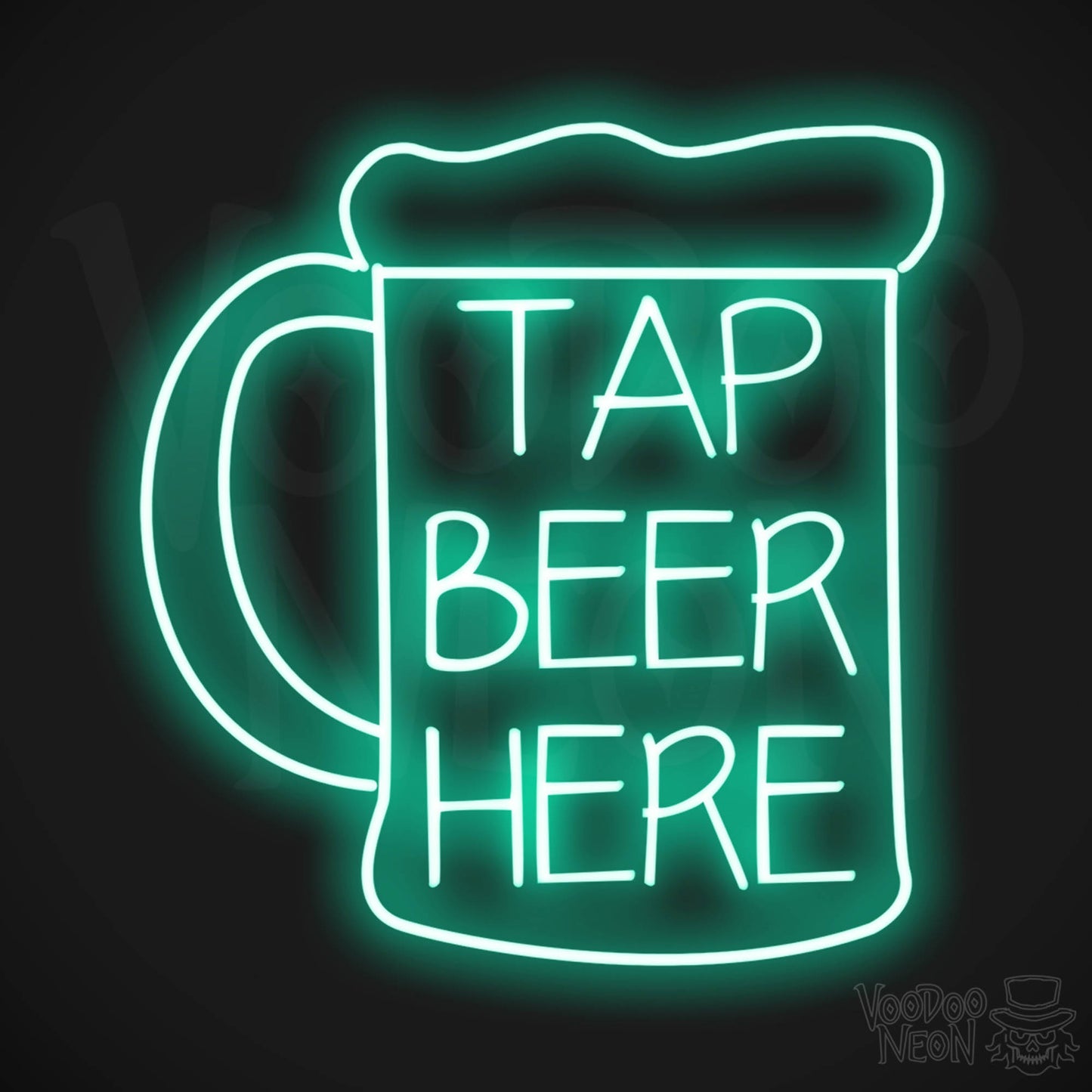 Tap Beer Here LED Neon - Light Green