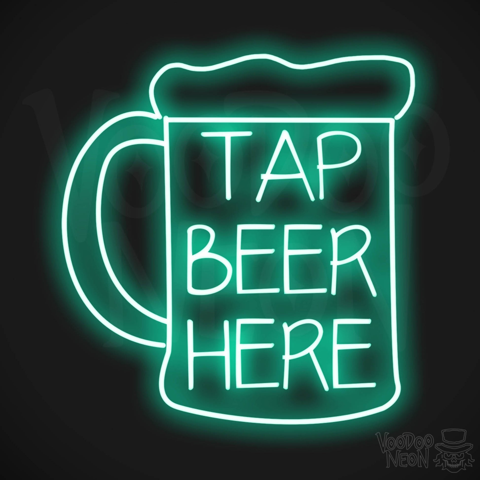 Tap Beer Here LED Neon - Light Green