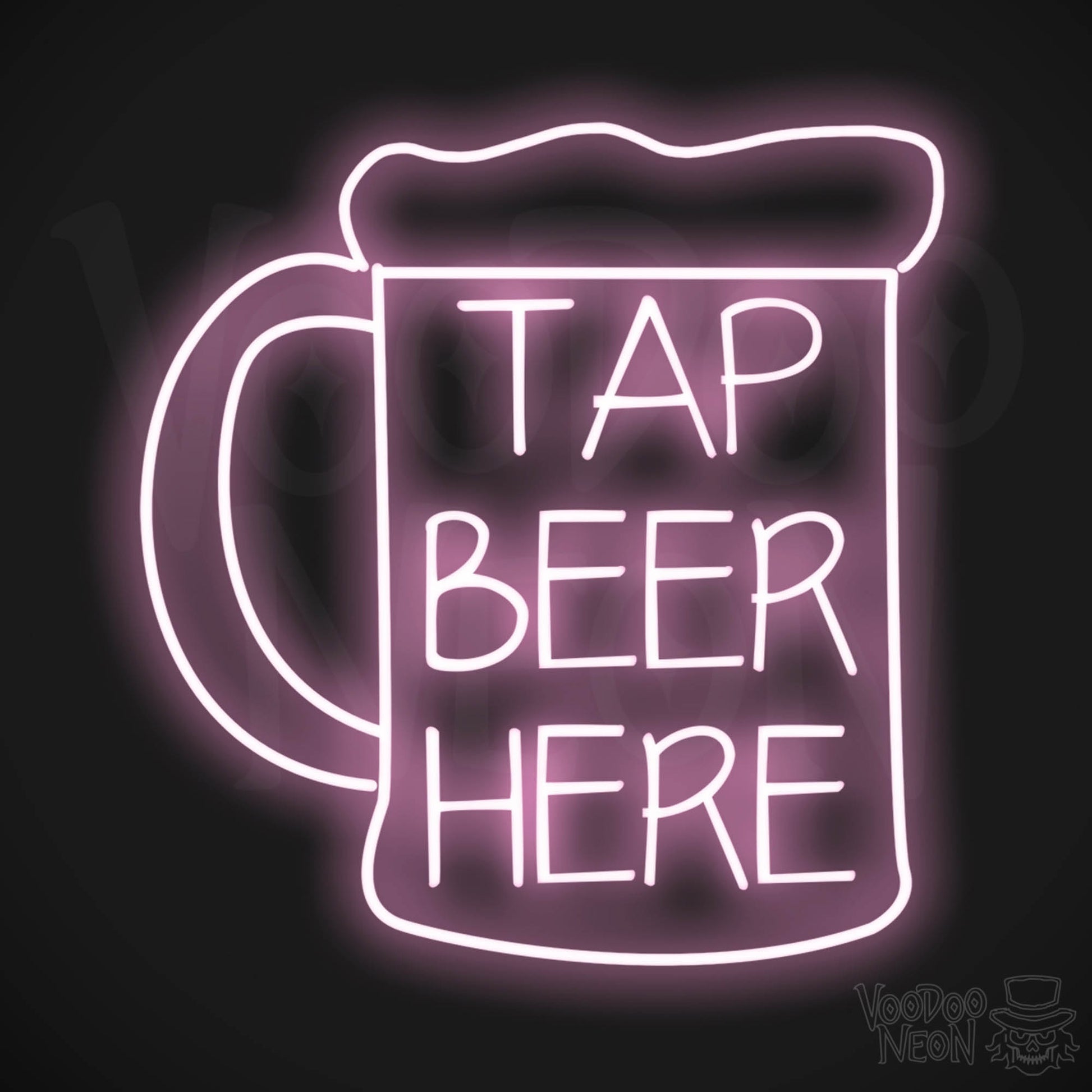 Tap Beer Here LED Neon - Light Pink